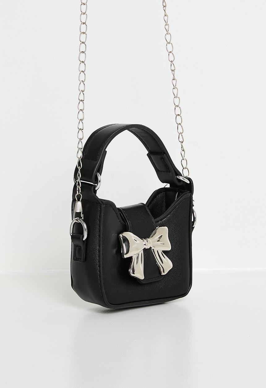 Pop Candy - Handbag with metallic bow buckle - black