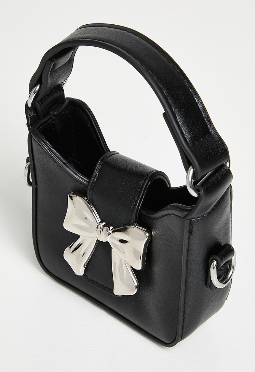 Pop Candy - Handbag with metallic bow buckle - black