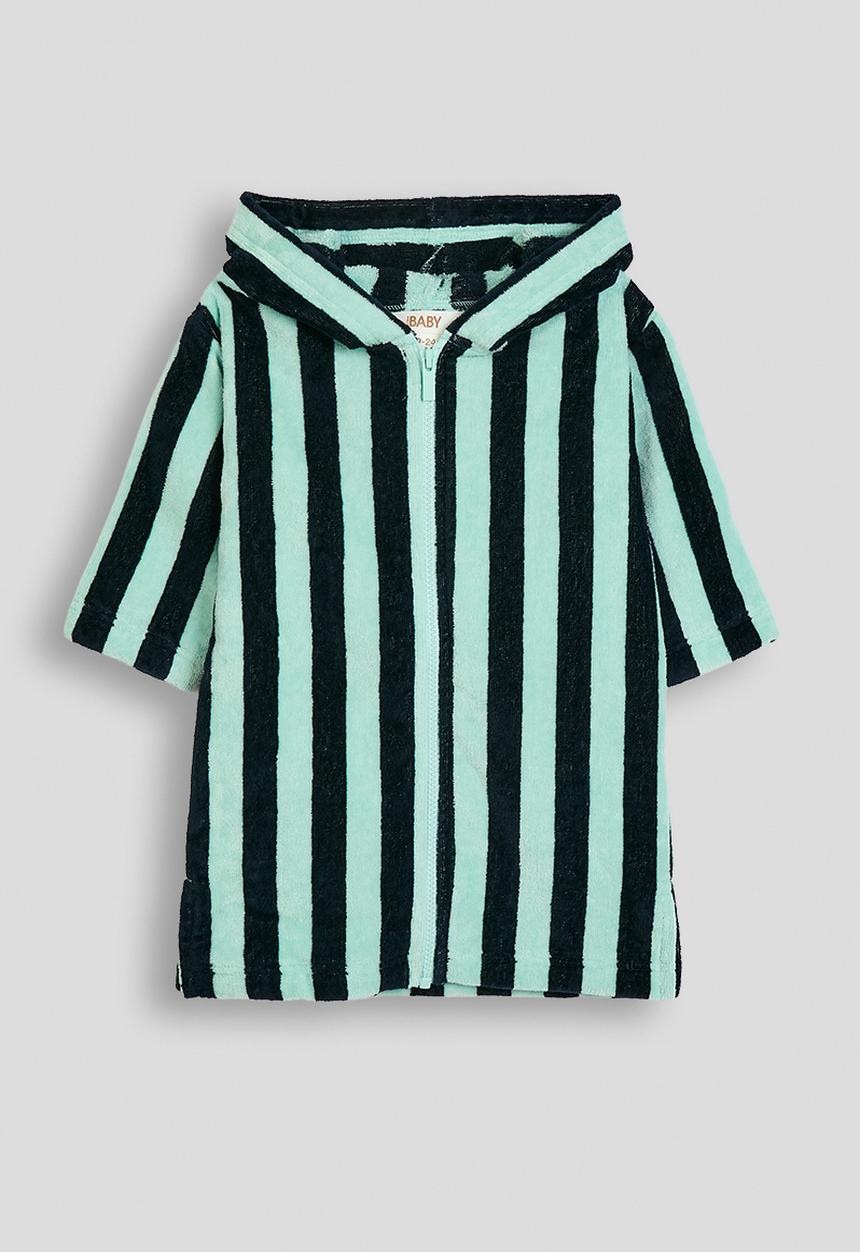 Cotton On - Baby Zip Through Hooded Towel -Squid Ink/Aquamarine Bold Stripe