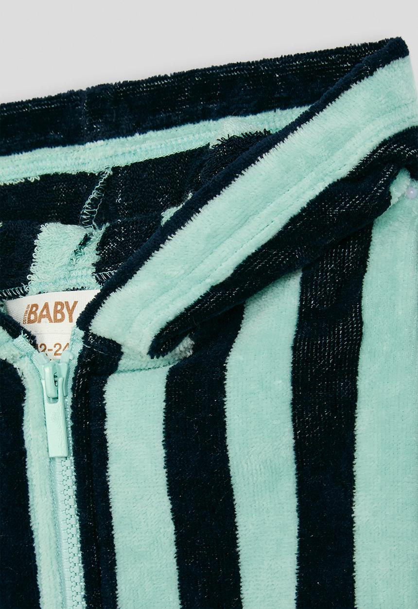 Cotton On - Baby Zip Through Hooded Towel -Squid Ink/Aquamarine Bold Stripe