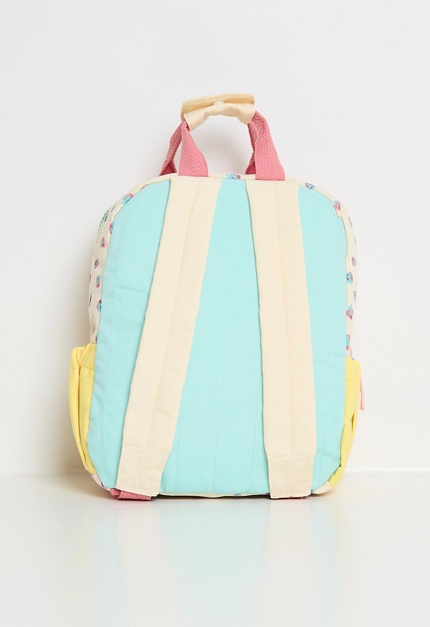 Pop Candy - Pastel colourblock backpack - neutral/strawberry aop