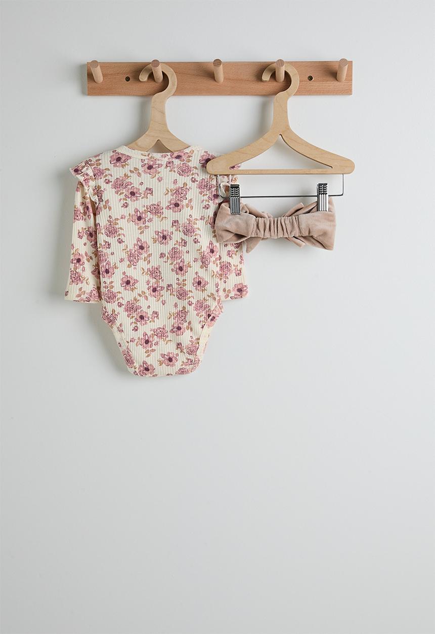 Pop Candy - Rib knit bodysuit with headband - floral