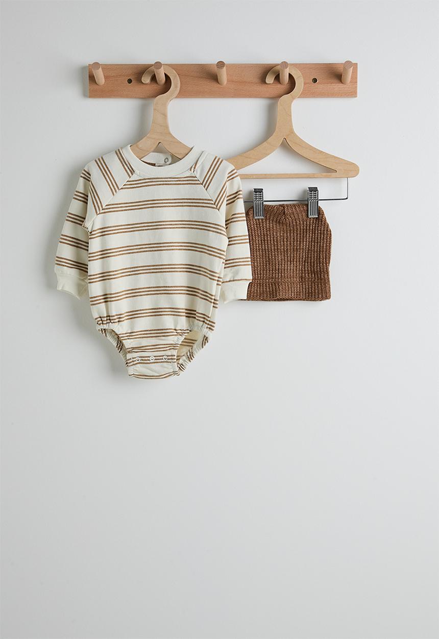 Pop Candy - Long sleeve bodysuit with beanie - brown stripes/brown