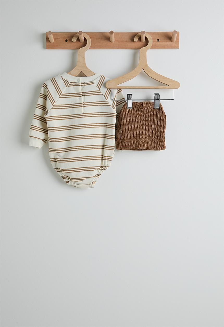 Pop Candy - Long sleeve bodysuit with beanie - brown stripes/brown