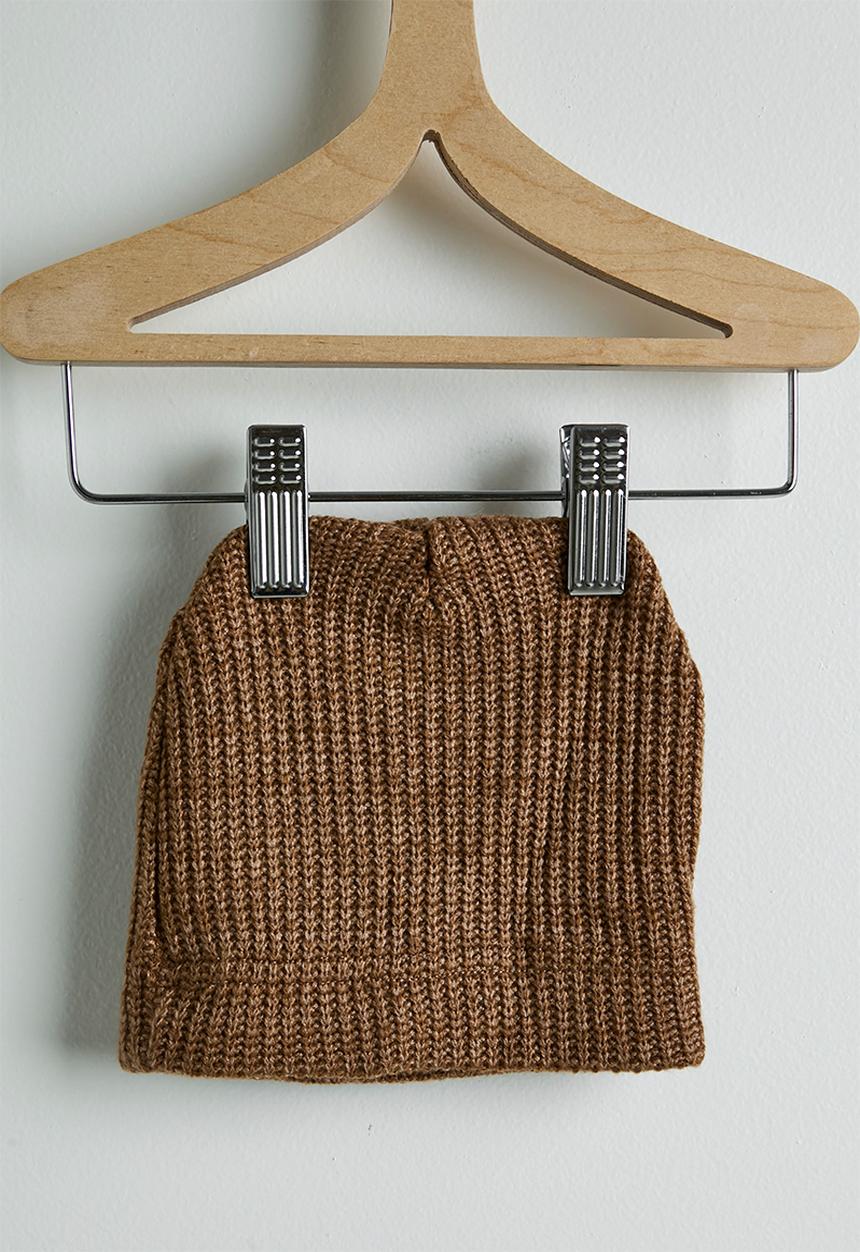 Pop Candy - Long sleeve bodysuit with beanie - brown stripes/brown