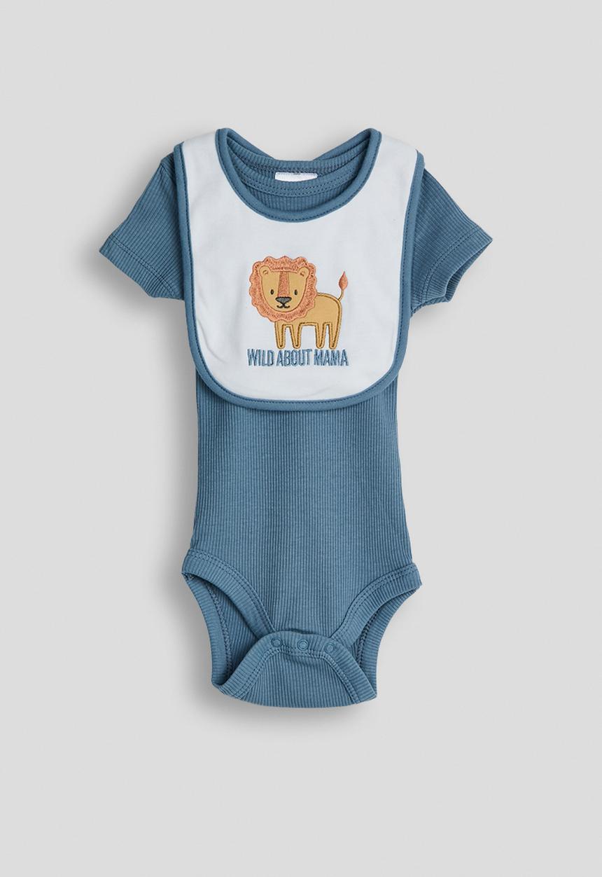 Pop Candy - Short sleeve bodysuit with bib - blue & white