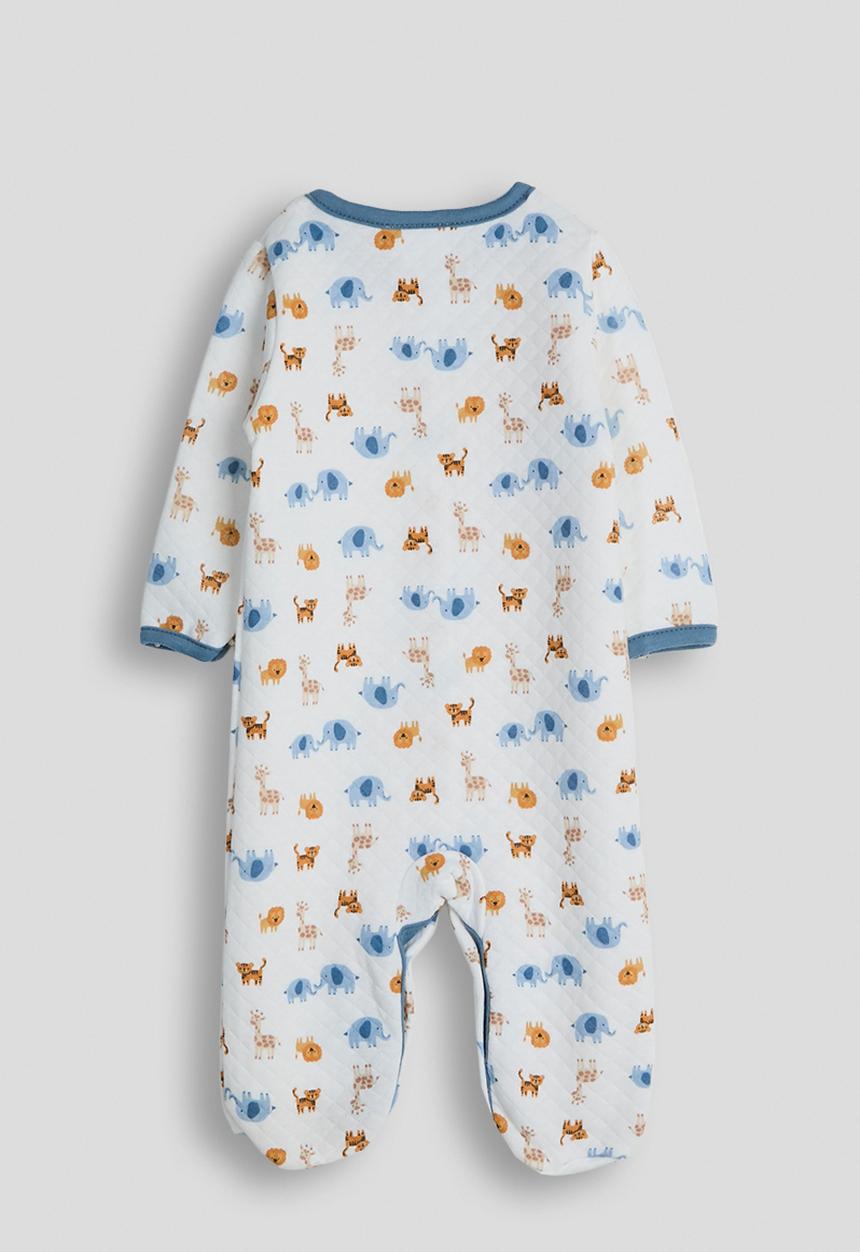Pop Candy - Diamond quilted babygrow - white/safari aop