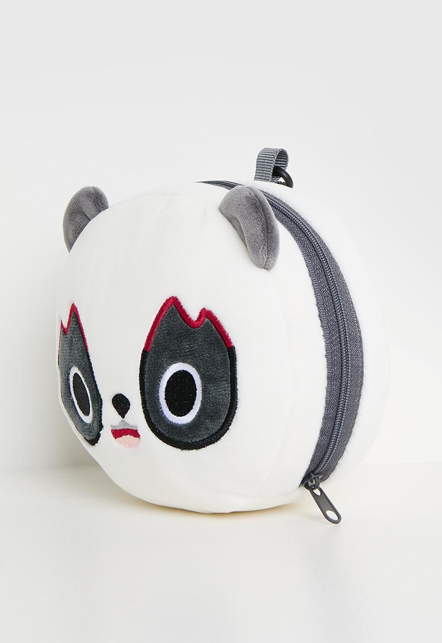 Pop Candy - Soft travel pillow with eye mask - white/grey/panda