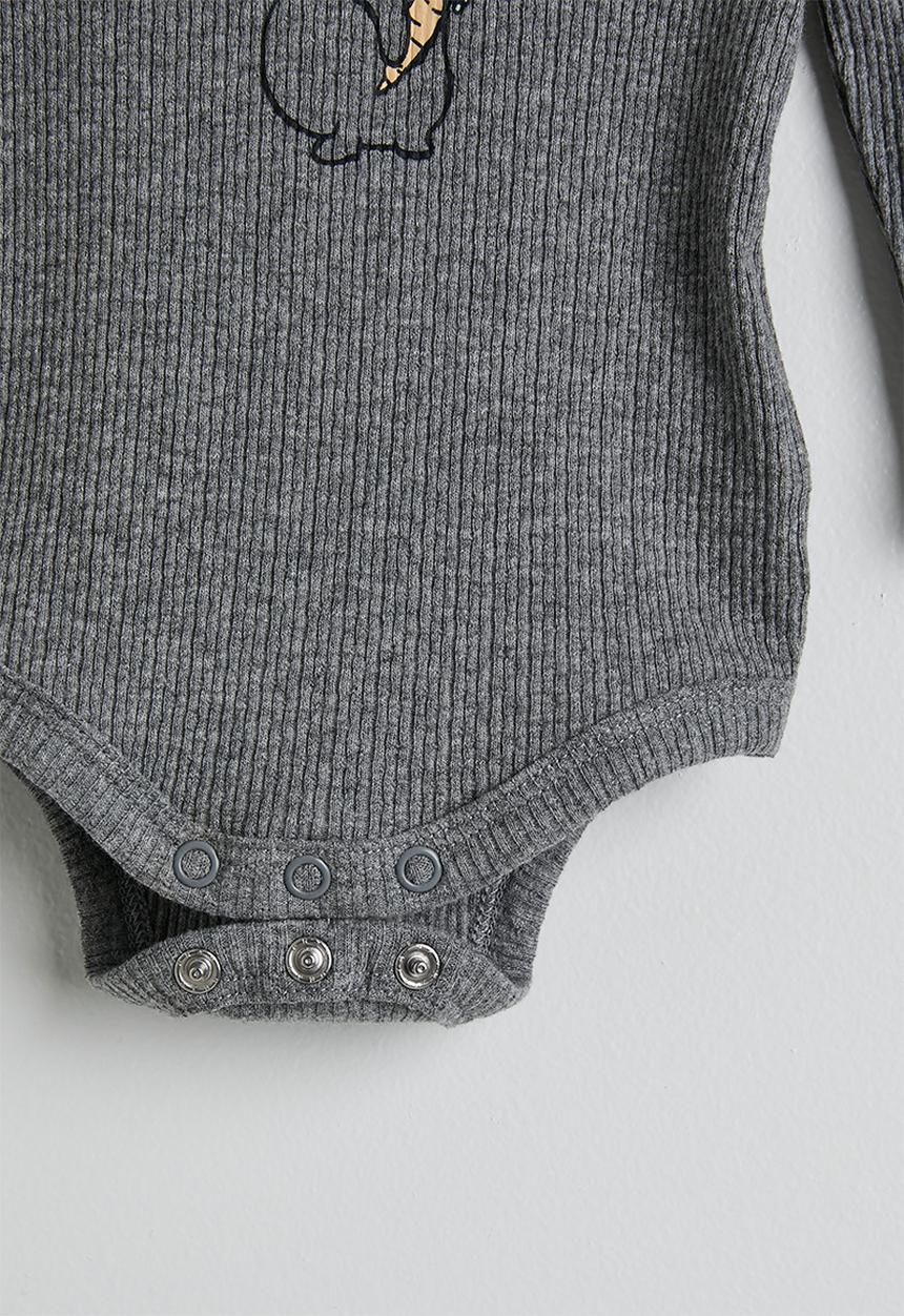 Cotton On - Bundle Organic Pointelle Zip Romper & Bubbysuit - Milk/Bunny Tails & Midgreymarle/Bunny