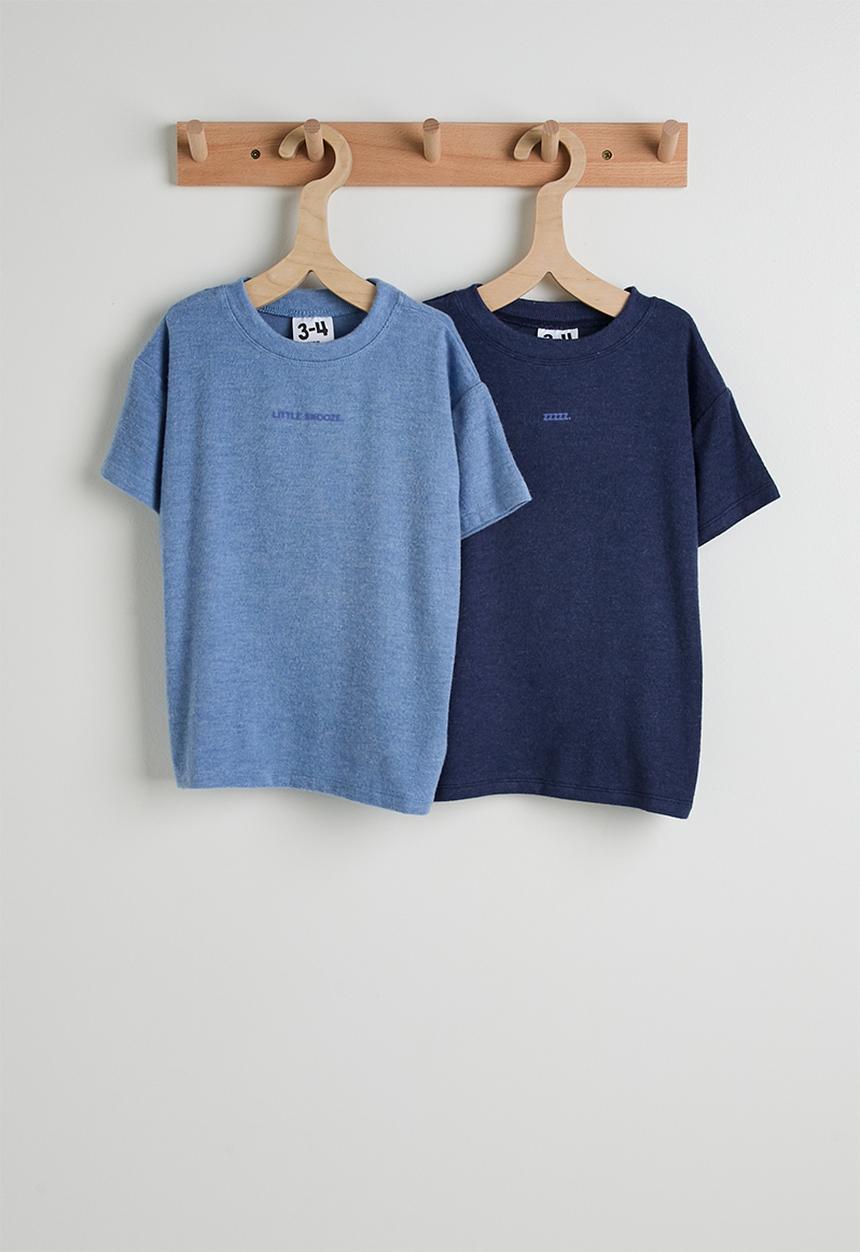 Cotton On - Cuddlecosy Short Sleeve Pyjama Top Multipack - Blue Bonnet Marle/In The Navy Marle