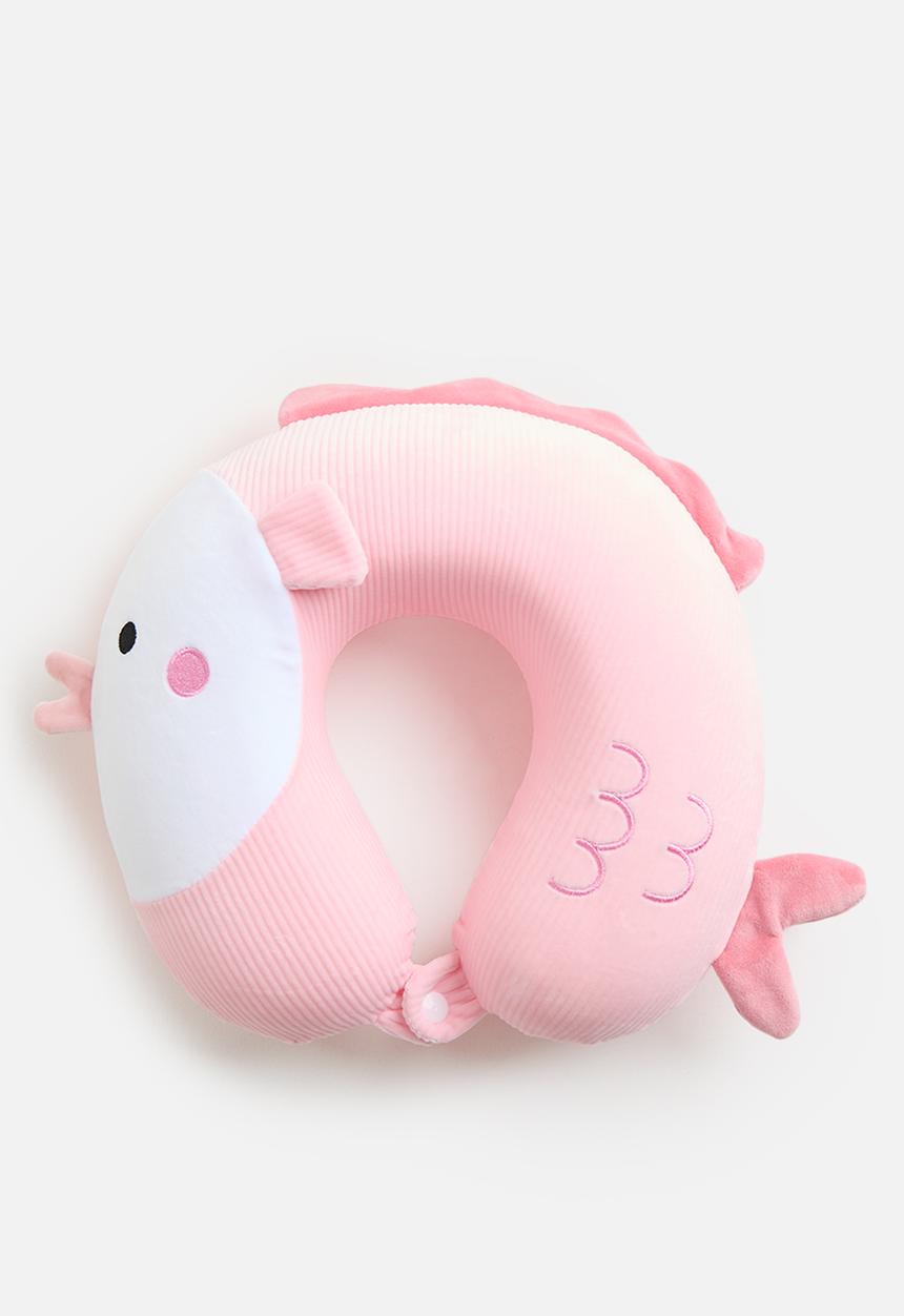 Pop Candy - Soft corduroy neck pillow - candy pink fish