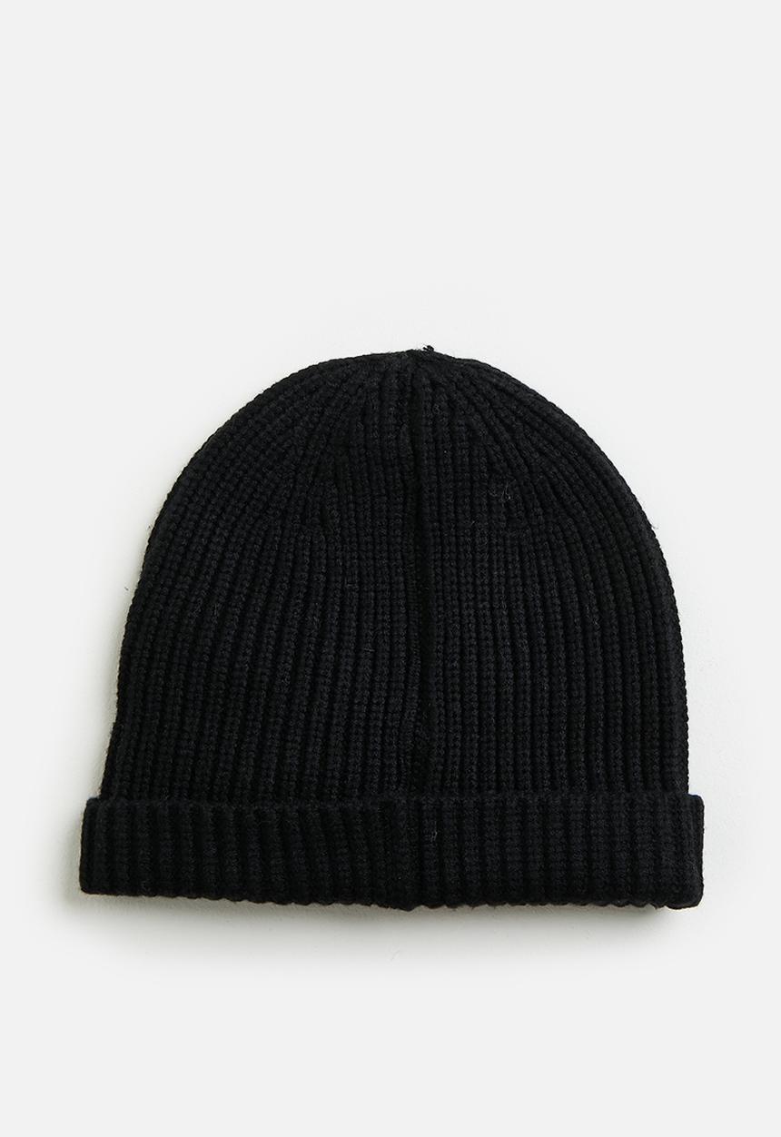 Pop Candy - Fitted beanie with crocheted flowers - black