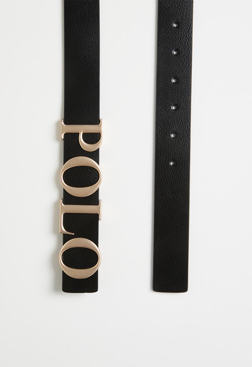 POLO - Alex Belt - Black With Champagin Buckle Finish