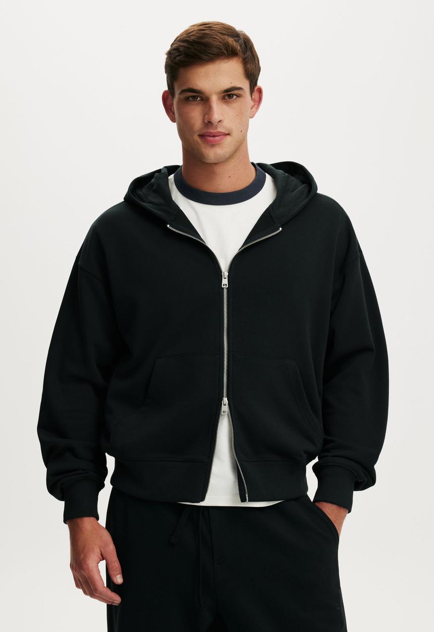 Cotton On - Zip Up Hoodie - Washed Black