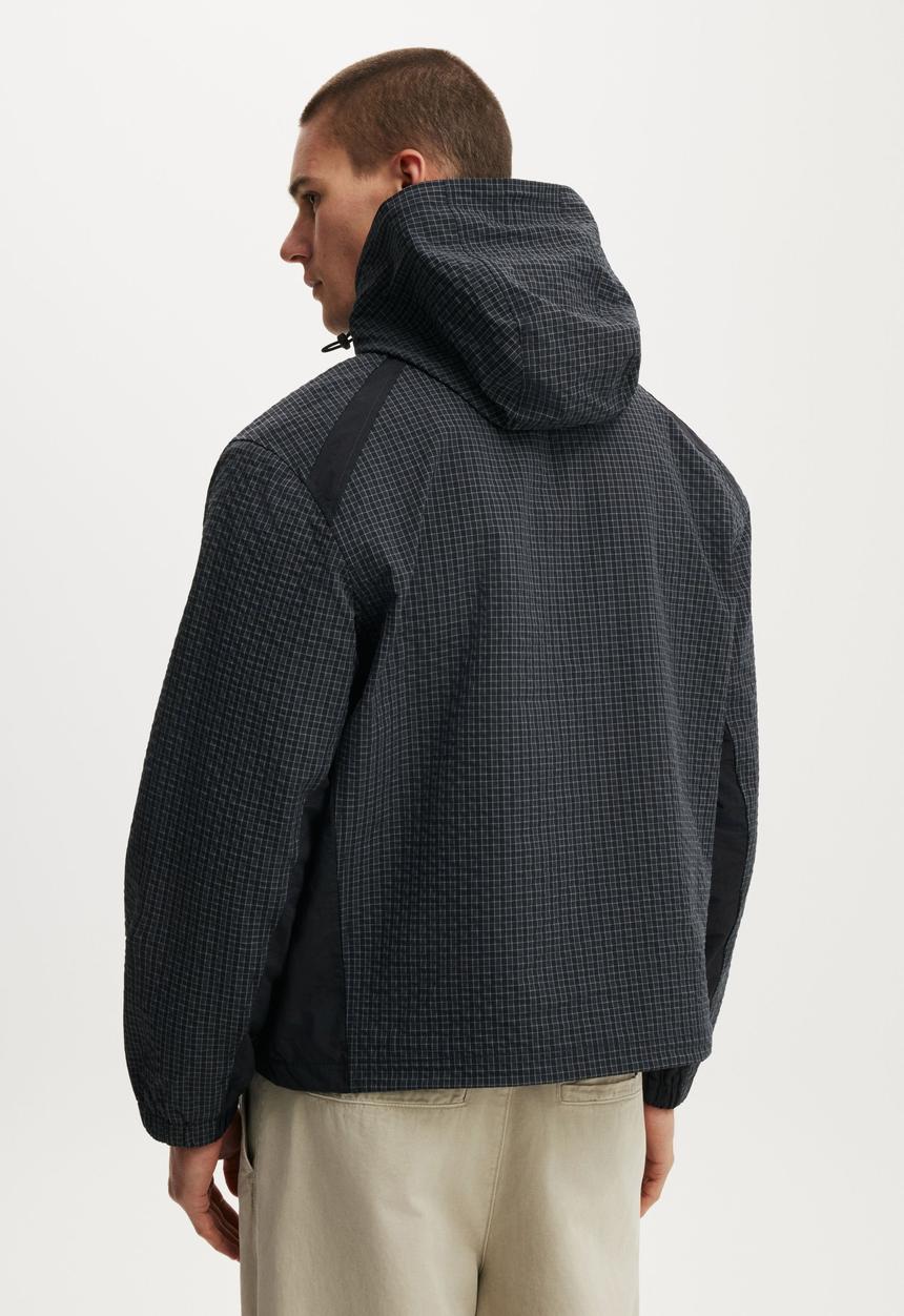 Cotton On - Hooded Spray Jacket - Slate Check