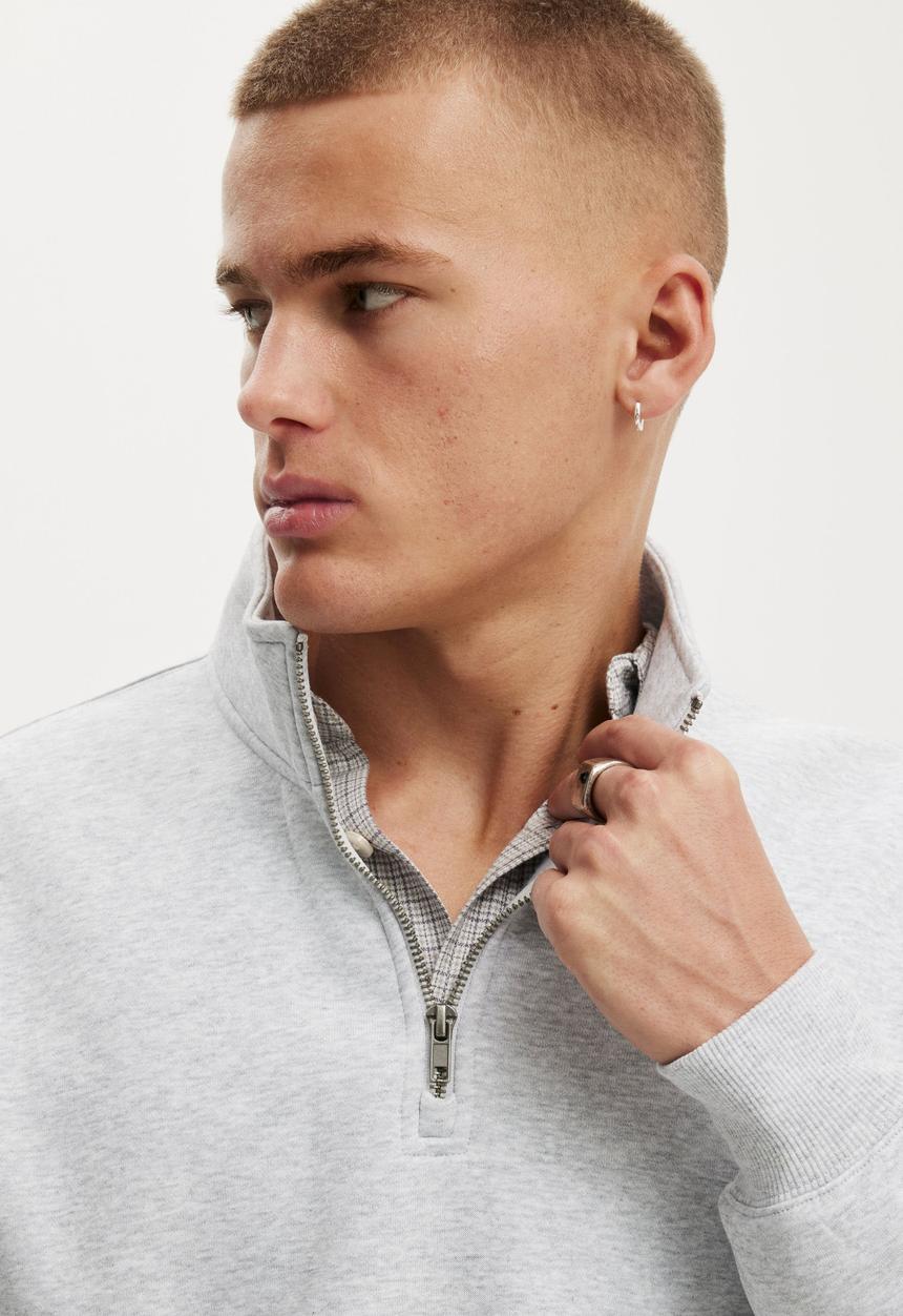Cotton On - 1 4 Zip Fleece - Grey Marle