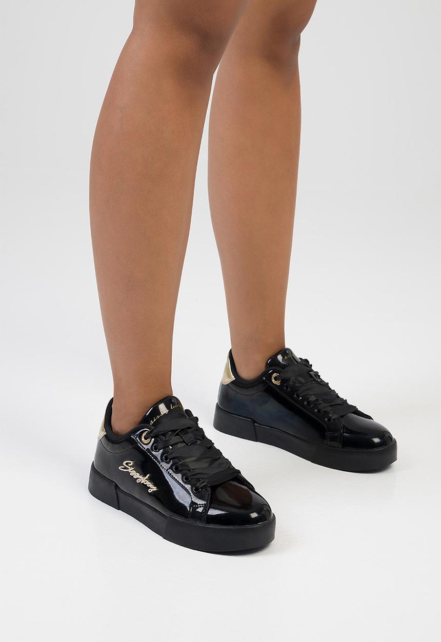 SISSY BOY - Patent combo bling - black