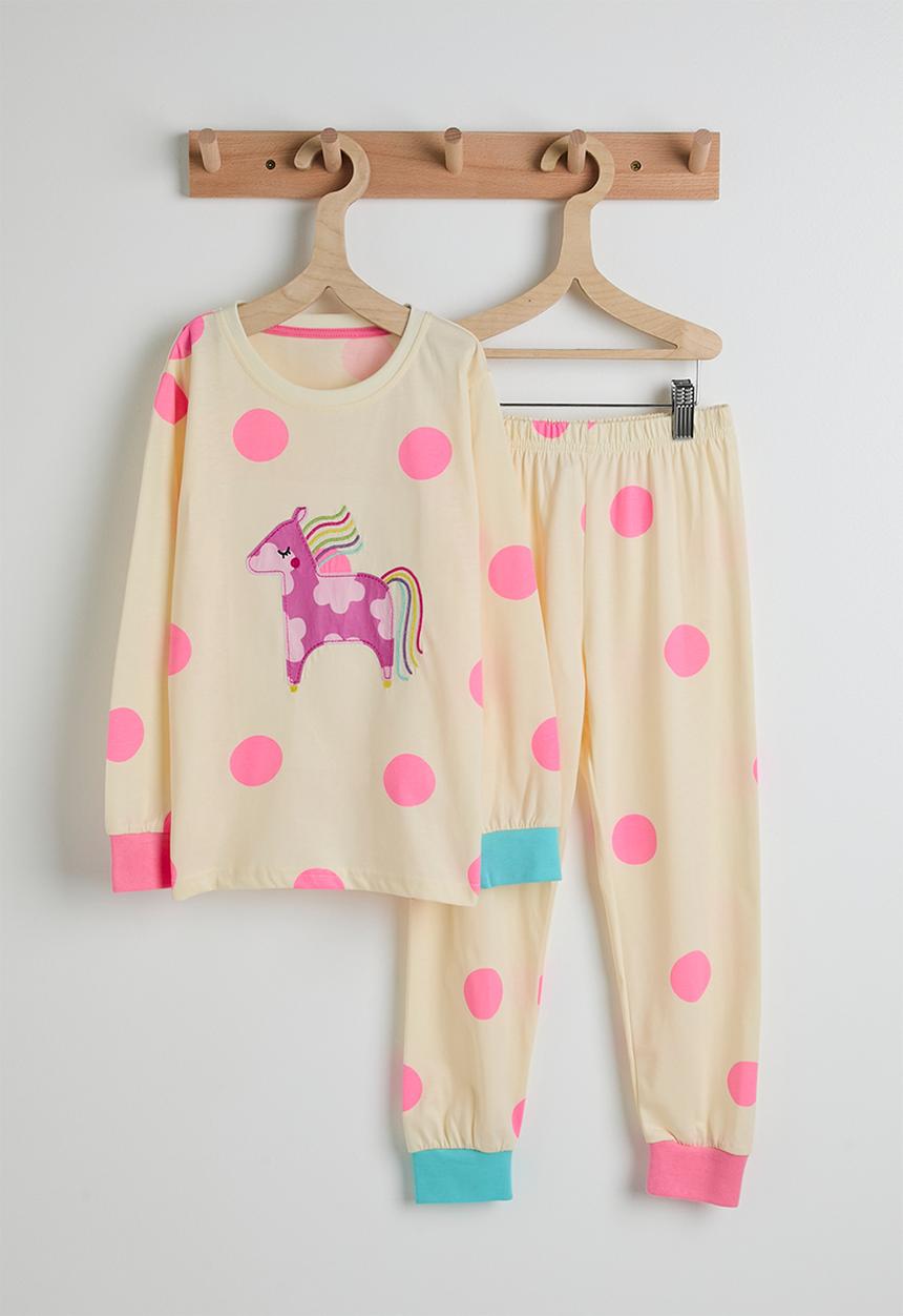Pop Candy - Patchwork placement print pj set - lemon chiffon/multi