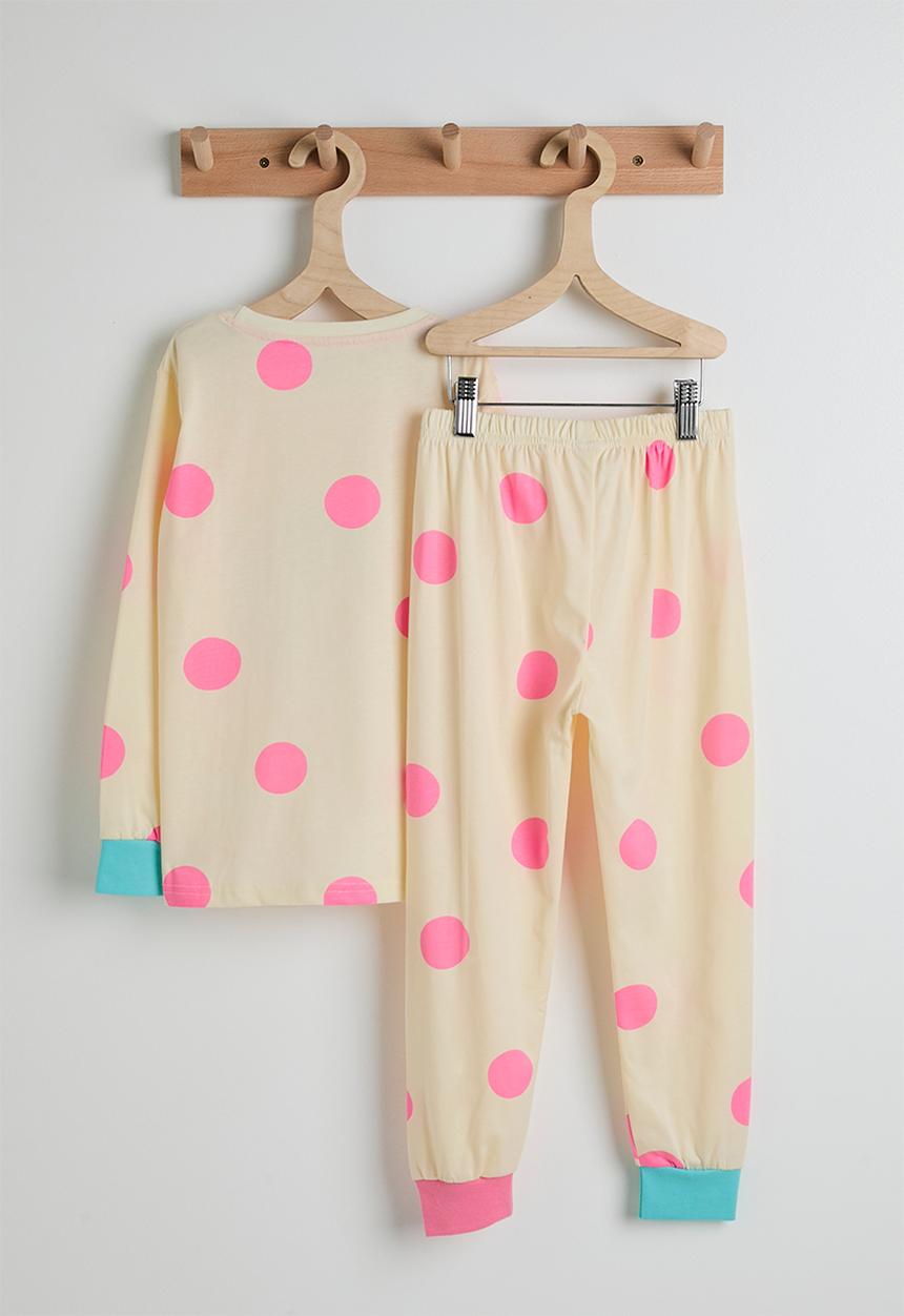 Pop Candy - Patchwork placement print pj set - lemon chiffon/multi