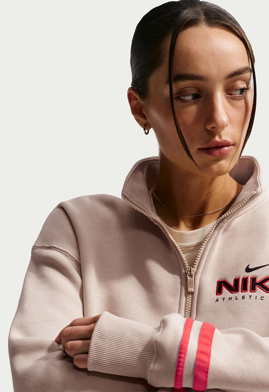 Nike - W Nsw Cls+ Flc Qz Top - Sanddrift