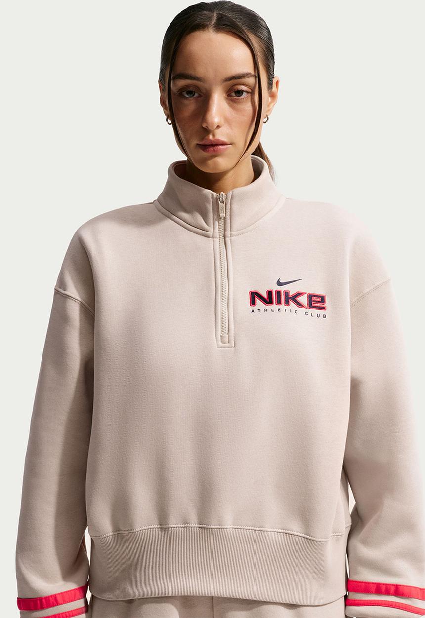 Nike - W Nsw Cls+ Flc Qz Top - Sanddrift