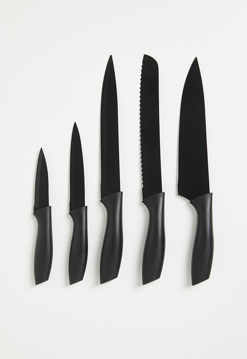 Excellent Houseware - Night 5 piece knife set - Black