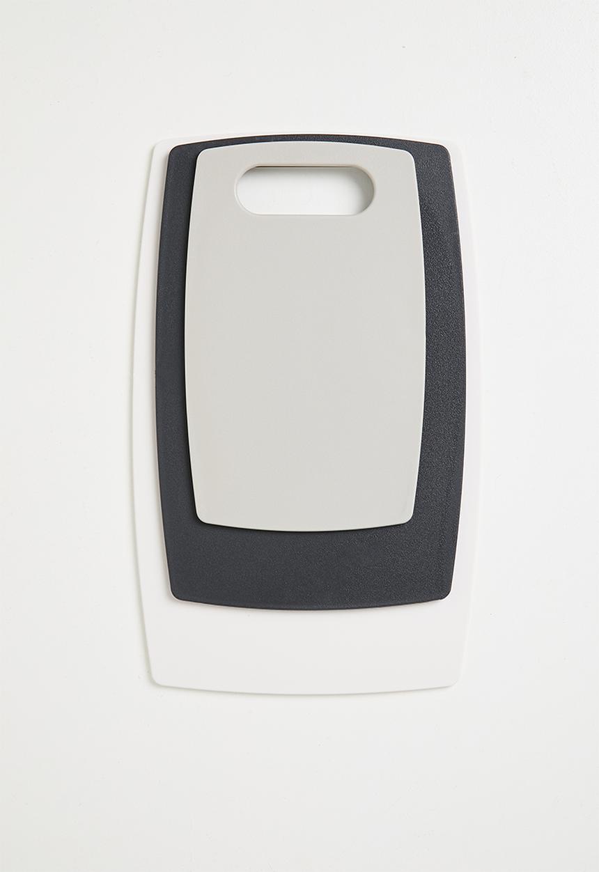 Excellent Houseware - PP cutting board set of 3 - White & grey