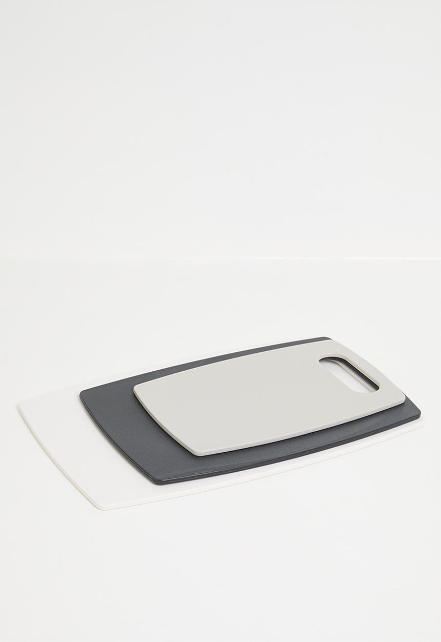 Excellent Houseware - PP cutting board set of 3 - White & grey