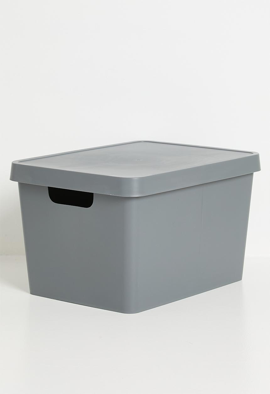 Stack storage box w lid 17 L - grey 1