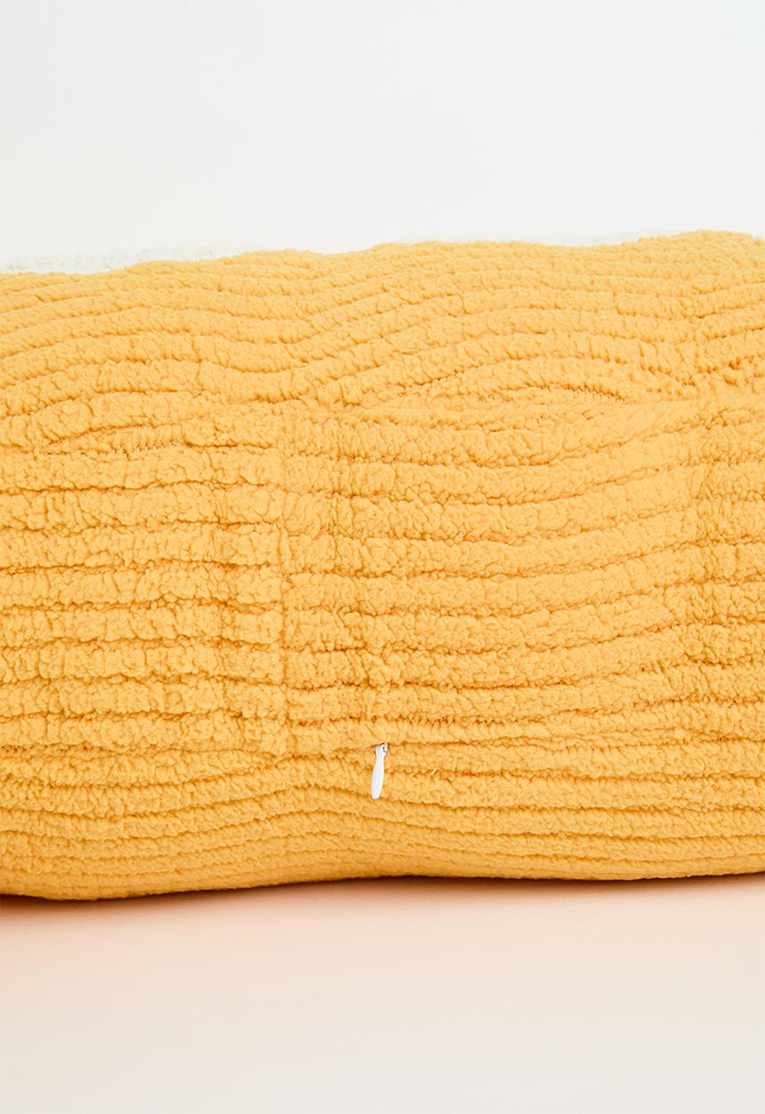 Pop Candy - Corduroy teddy fleece slogan pillow - mustard & cream