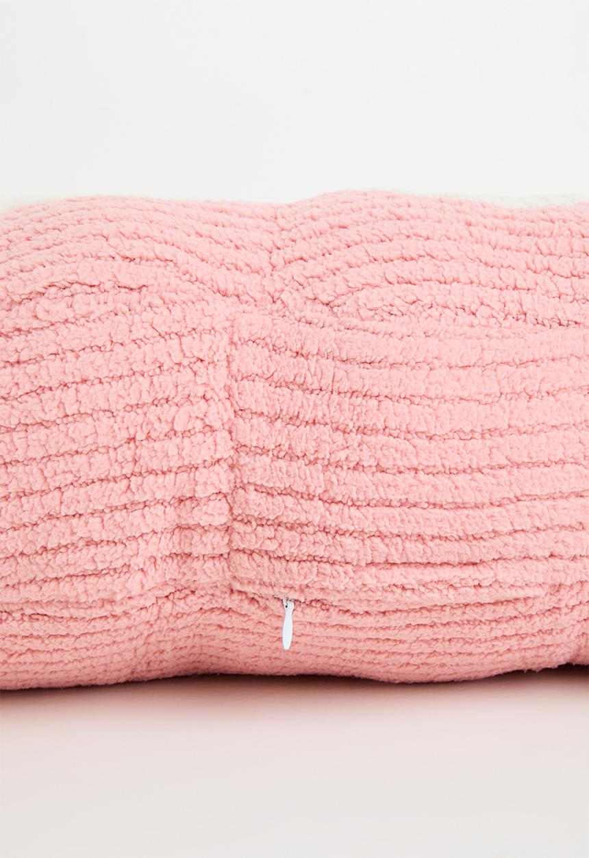 Pop Candy - Corduroy teddy fleece slogan pillow - pink/cream