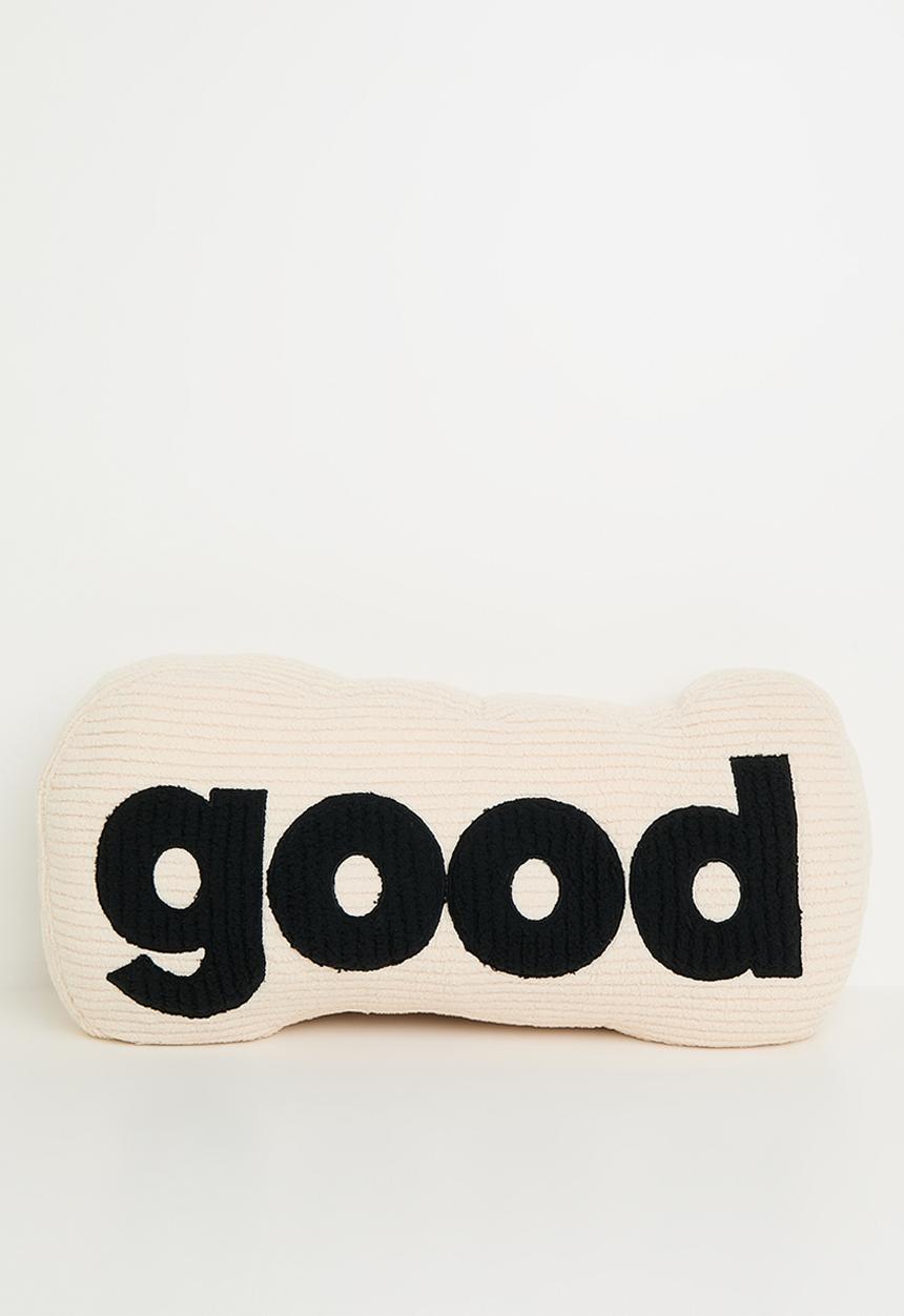 Pop Candy - Corduroy teddy fleece slogan pillow - cream/black