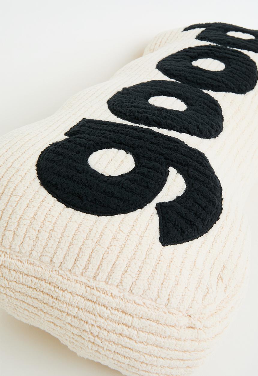 Pop Candy - Corduroy teddy fleece slogan pillow - cream/black