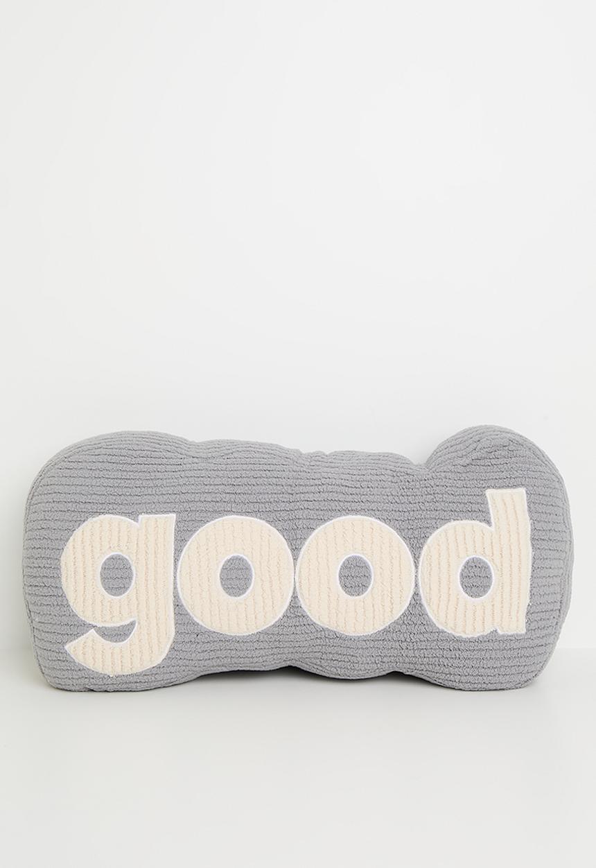 Pop Candy - Corduroy teddy fleece slogan pillow - light grey/cream
