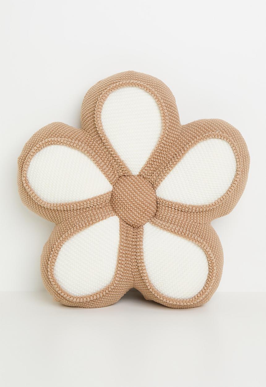 Pop Candy - Textured flower-shaped floor cushion - brown/white