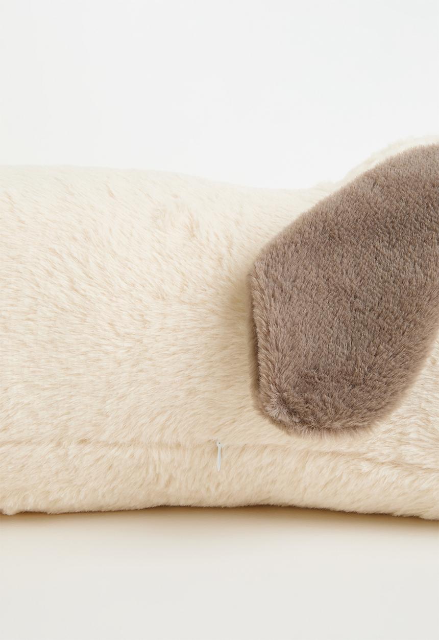 Pop Candy - Super soft plush puppy cushion - cream/mocha brown
