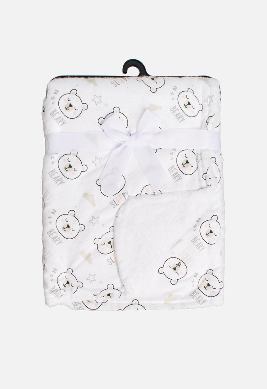 Character Group - Bear Sherpa Throw - white