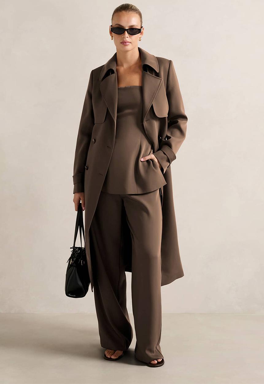 Forever New - Delilah soft trench coat in chocolate