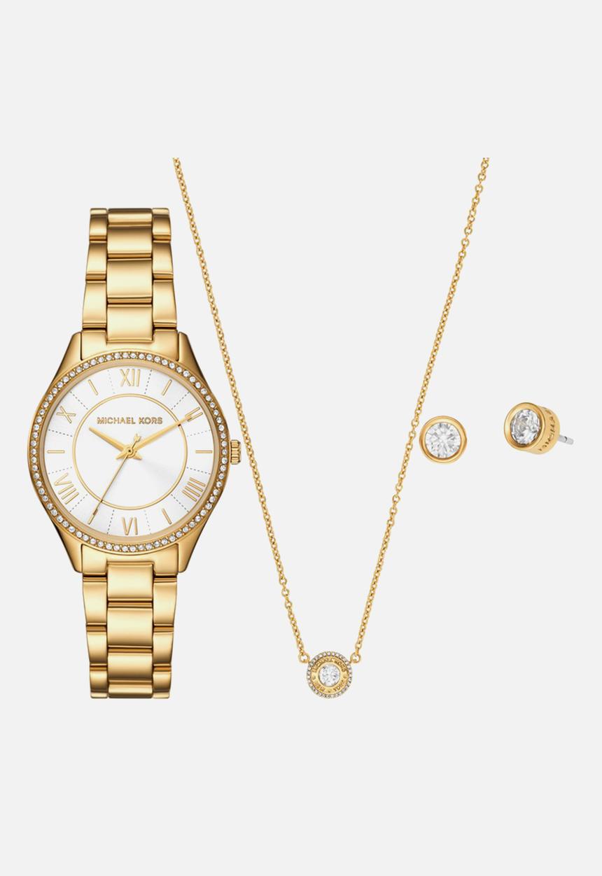 Michael Kors - Lauryn Three-Hand  Watch, Earrings and Necklace Gift Set - Gold