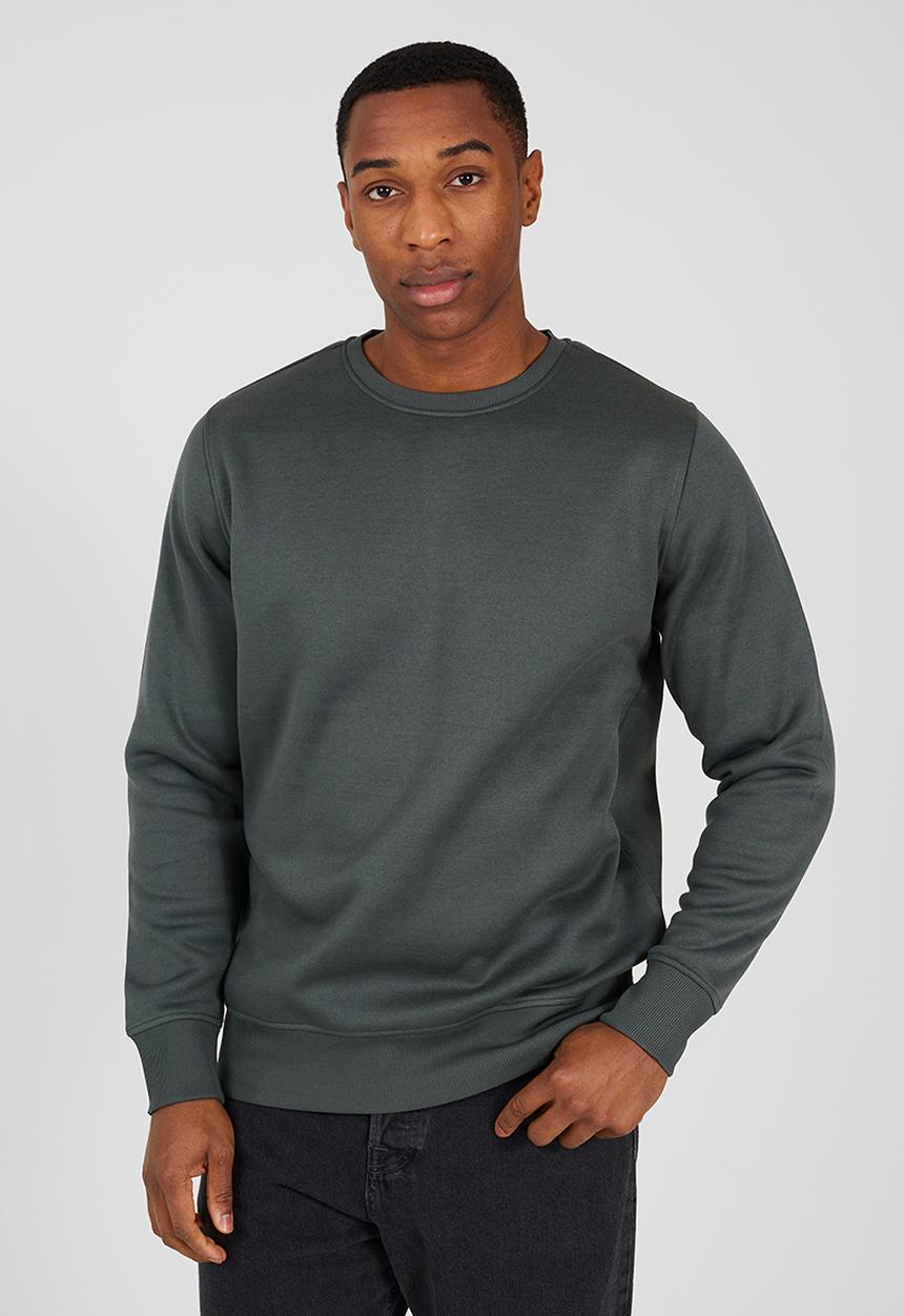 Brave Soul - Crew Neck Sweatshirt - Forest Green/Dk Charcoal Marl