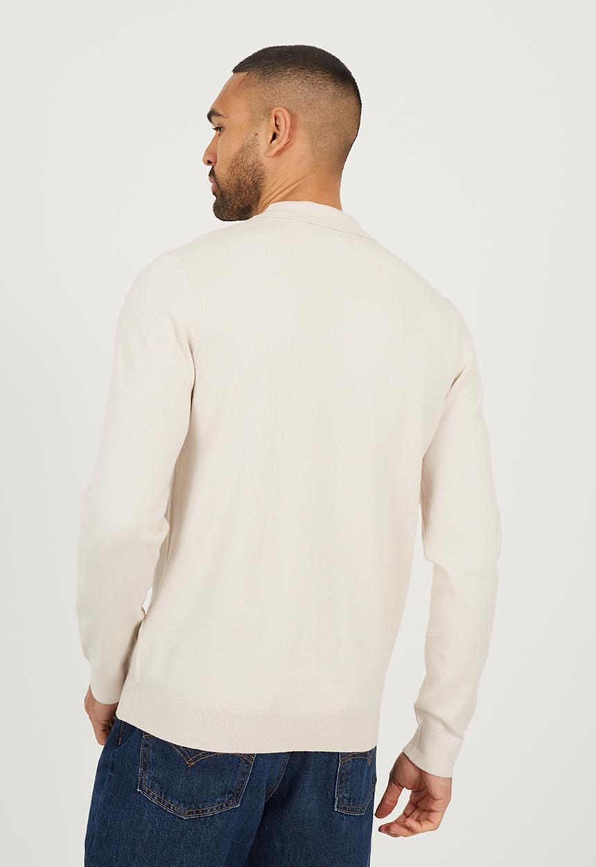 Brave Soul - Long Sleeve 1/4 Zip Placket - Cream