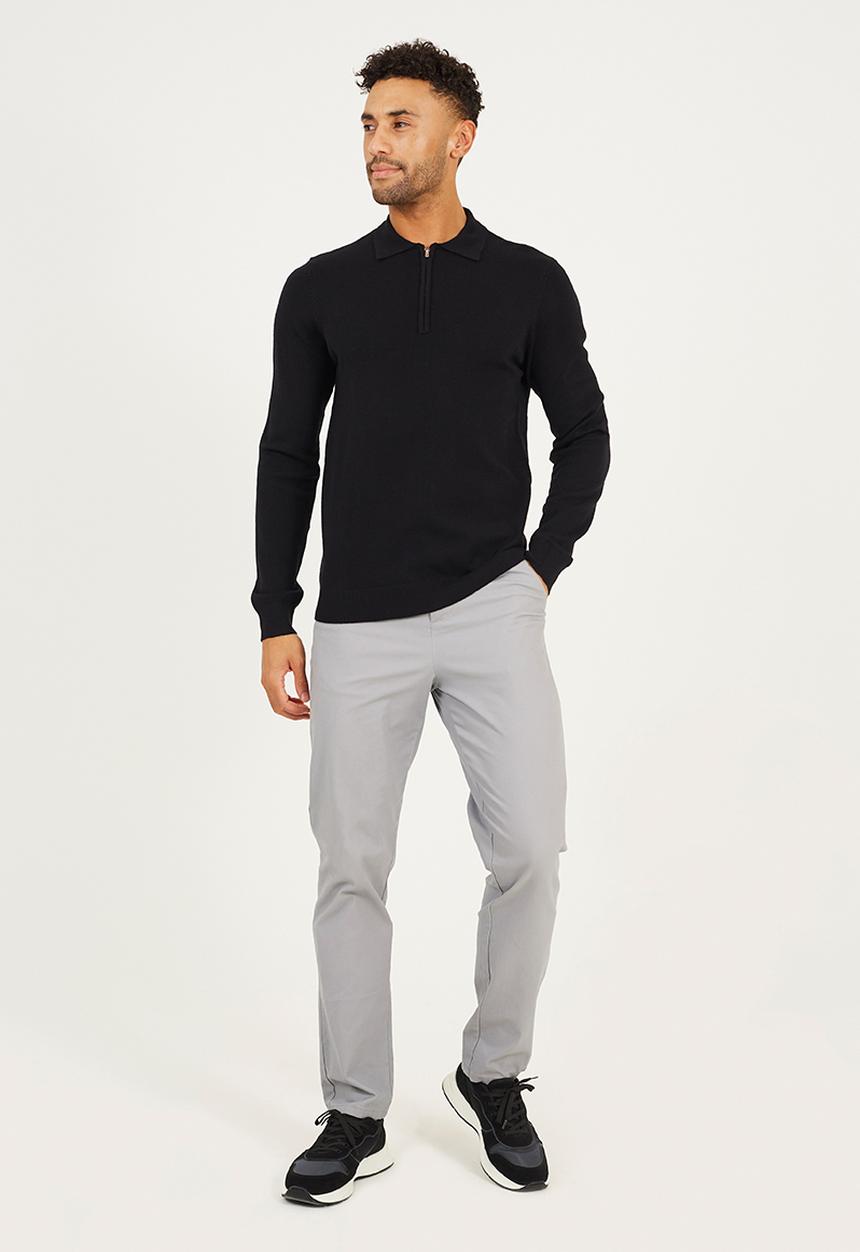 Brave Soul - Long Sleeve 1/4 Zip Placket - Jet Black