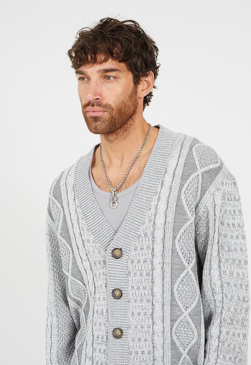 Brave Soul - Oversized Fit/Dropped Shoulder Cardigan - Grey