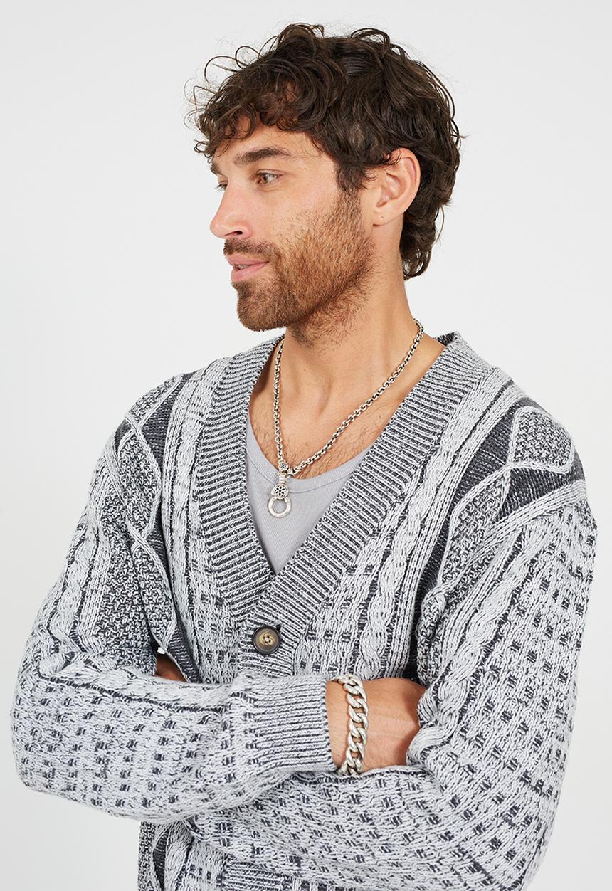 Brave Soul - Oversized Fit/Dropped Shoulder Cardigan - Dk Charcoal Marl