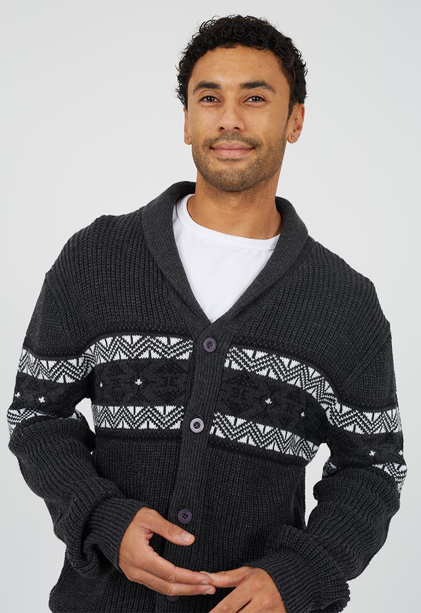 Brave Soul - Shawl Collar Sweater  - Charcoal Marl