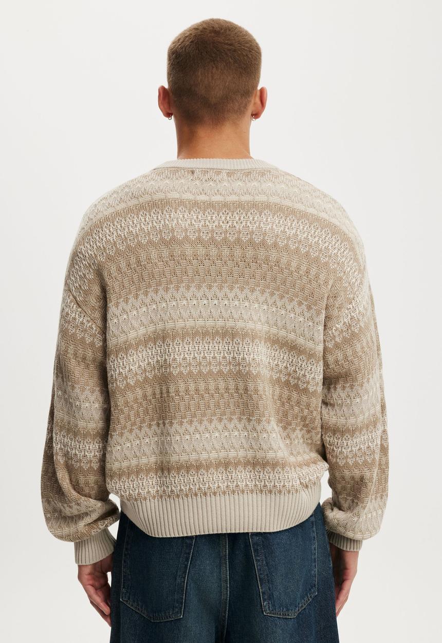 Cotton On - Box Fit Crew Knit - Natural Pattern