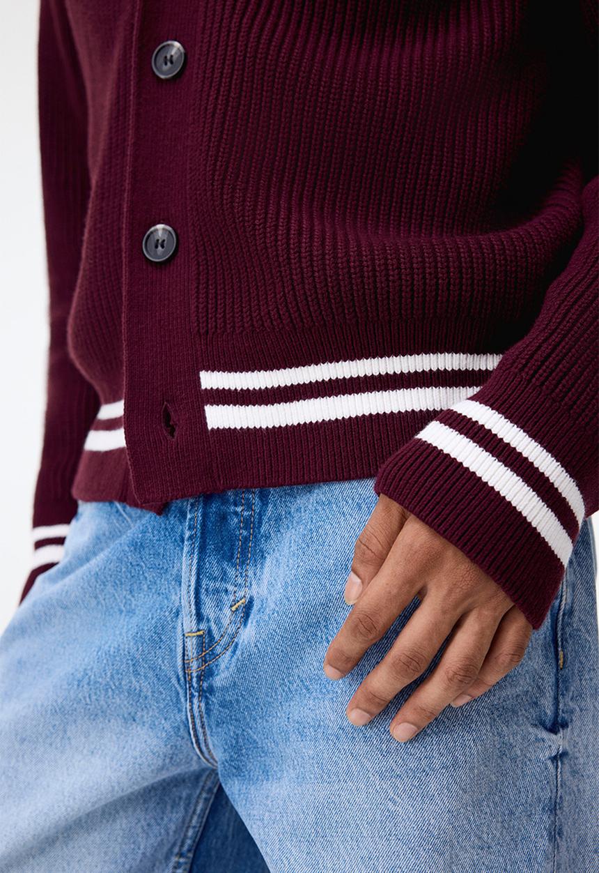 H&M - Loose fit boxy-style cardigan - burgundy 