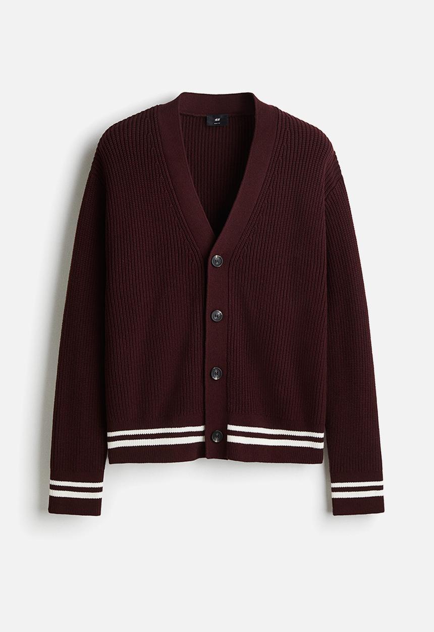 Loose fit boxy-style cardigan - burgundy - 1306499001