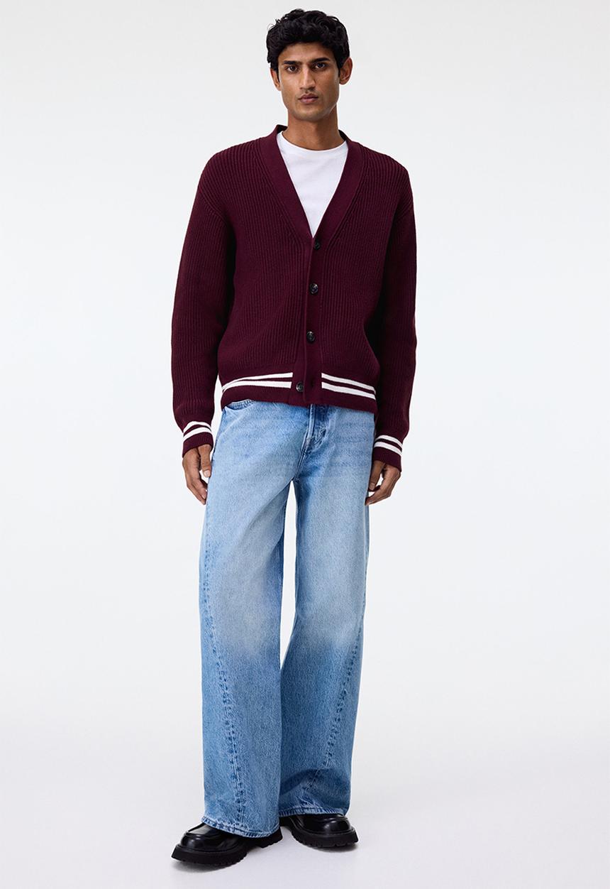 H&M - Loose fit boxy-style cardigan - burgundy 