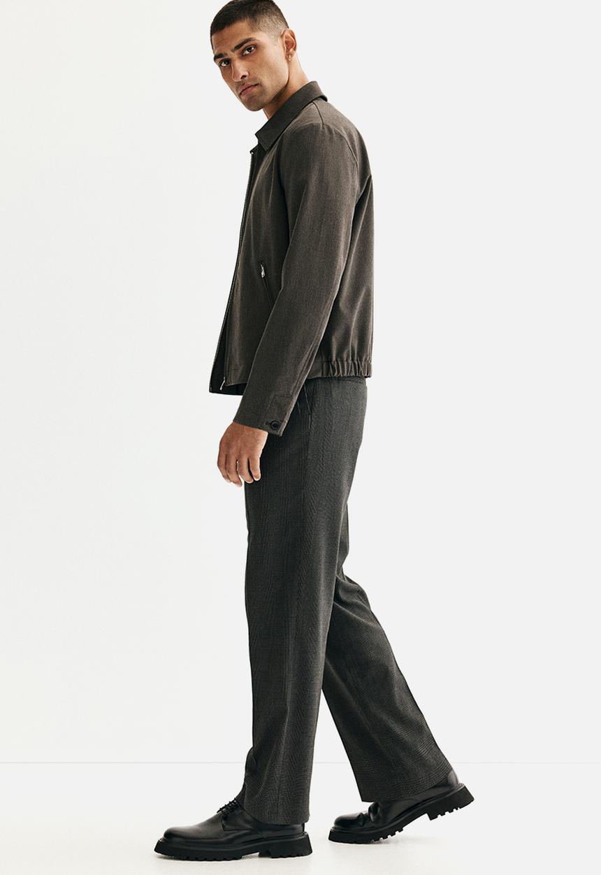 H&M - Relaxed fit suit trousers - dark grey checked 